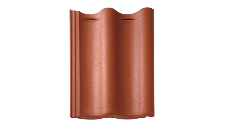 Dachziegel mit geschwungenem Profil, rot.